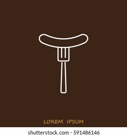 Line icon- sausag  on fork