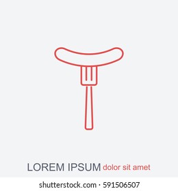 Line icon- sausag  on fork
