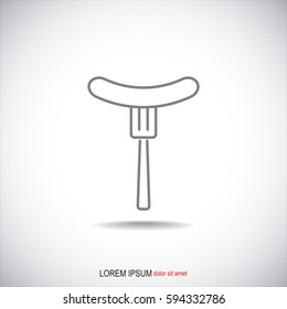 Line icon- sausag  on fork
