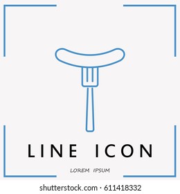Line icon- sausag  on fork
