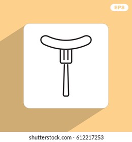Line icon- sausag  on fork