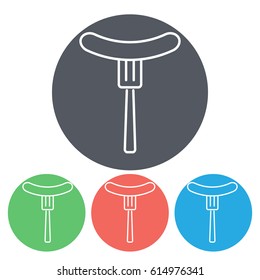 Line icon- sausag  on fork