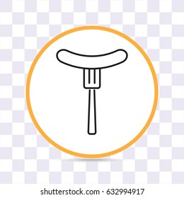 Line icon- sausag  on fork