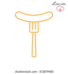 Line icon- sausage on fork