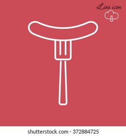 Line icon- sausage  on fork
