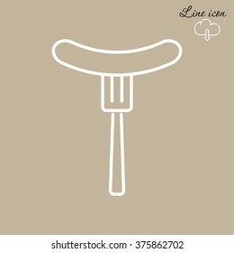 Line icon- sausage on fork