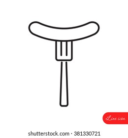 Line icon- sausage  on fork