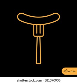Line icon- sausage  on fork