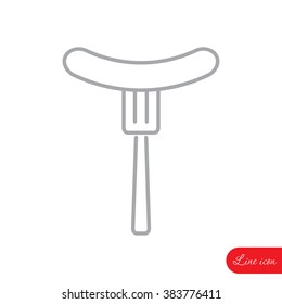 Line icon- sausage  on fork