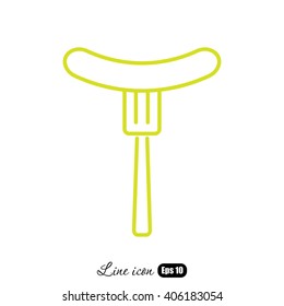 Line icon- sausage  on fork