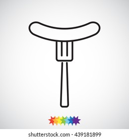 Line icon- sausage  on fork