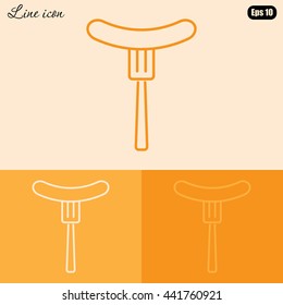 Line icon- sausage  on fork