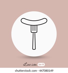 Line icon- sausage  on fork