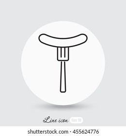 Line icon- sausage  on fork