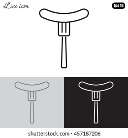 Line icon- sausage  on fork