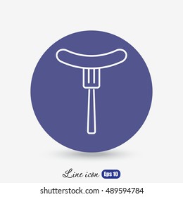 Line icon- sausage on fork