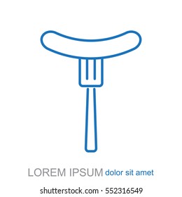 Line icon. sausage on fork