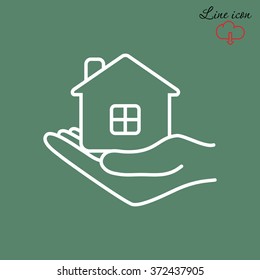 Line icon- save house