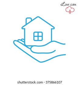 Line icon- save house