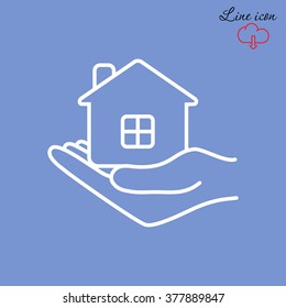 Line icon- save house