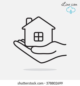 Line icon- save house