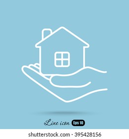 Line icon- save house