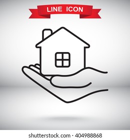 Line icon- save house