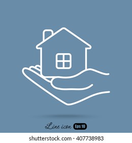 Line icon- save house