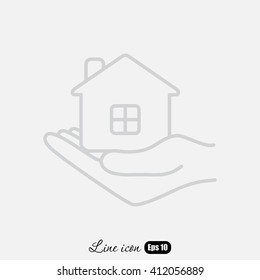 Line icon- save house