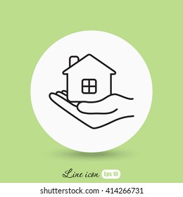 Line icon- save house