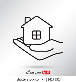 Line icon- save house