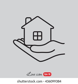Line icon- save house