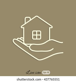 Line icon- save house