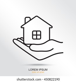 Line icon- save house