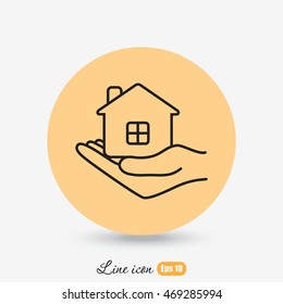 Line icon- save house