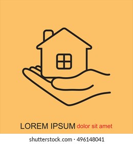 Line icon- save house