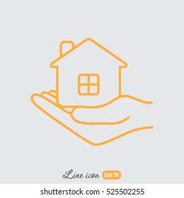 Line icon- save house