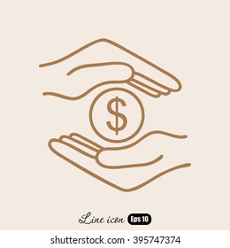 Line icon- saving  save