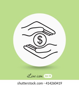 Line icon- saving  save