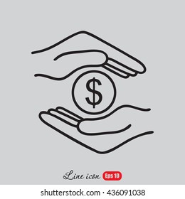 Line icon- saving  save