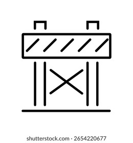 Line icon of scaffolding platform used for construction work and safety at height. Editable stroke. vector illustration