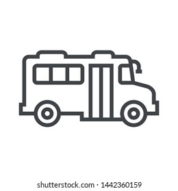 Line icon school bus. Simple vector illustration with ability to change.
