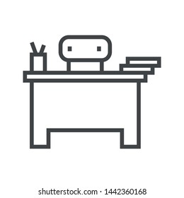 Line icon school desk. Simple vector illustration with ability to change.