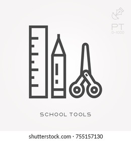 Line icon school tools