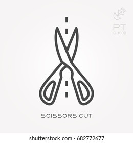 Line icon scissors cut