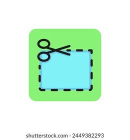 Line icon of scissors cutting coupon. Patch, discount, advertisement. Promotion concept. Can be used for topics like shopping, business, e-commerce