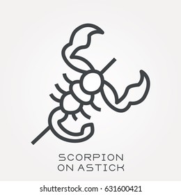 Line icon scorpion on astick