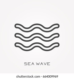 Line icon sea wave