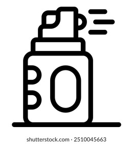 Ícone de linha de um gás de liberação de spray de pimenta de autodefesa para proteção