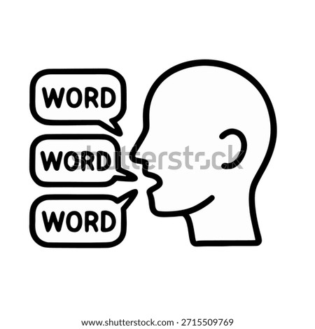 Line icon for semantic satiation (word repetition).
